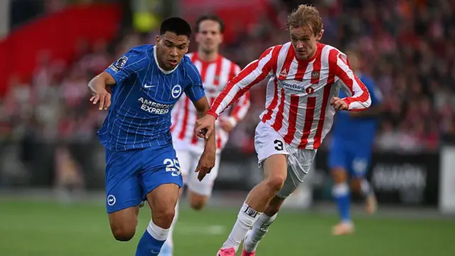 Diego Gomez of Brighton and Tromso's Mathias Tonnessen