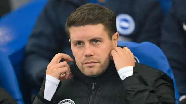  Brighton head coach Fabian Hurzeler looks on