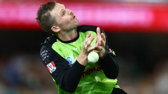 Lockie Ferguson attempts to take a catch