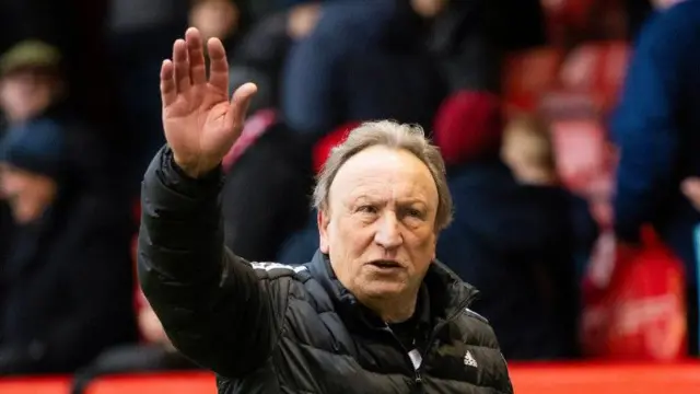 Aberdeen Manager Neil Warnock celebrates at full time during a Scottish Cup Quarter Final match between Aberdeen and Kilmarnock at Pittodrie Stadium, on March 09, 2024, in Aberdeen, Scotland.