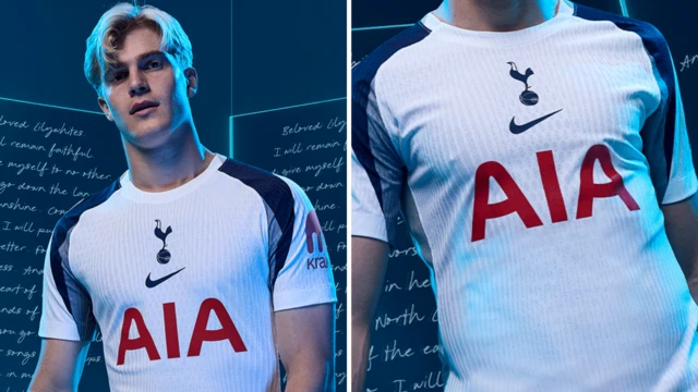 Lucas Bergvall in the new Tottenham home kit