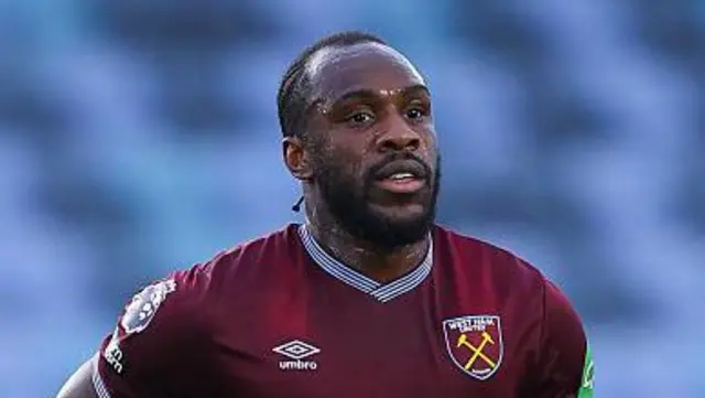 Michail Antonio in a West Ham home jersey during a match