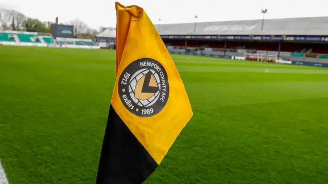 Newport County corner flag at Rodney Parade