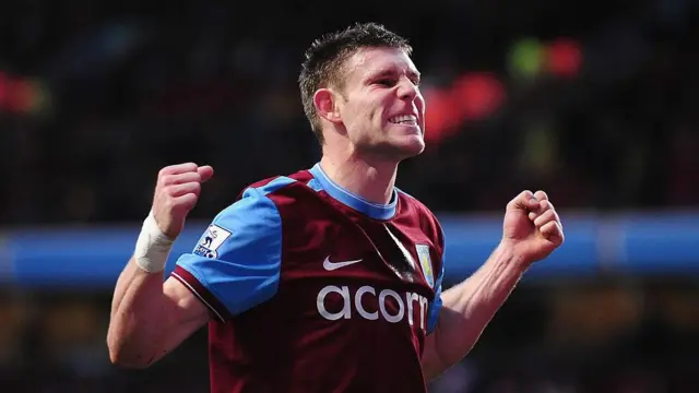 James Milner of Aston Villa celebrates