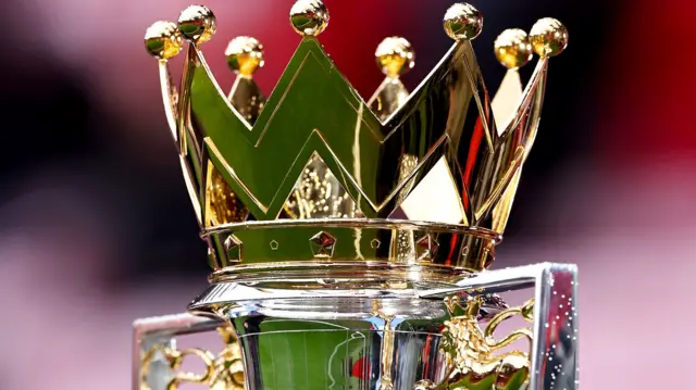 Close up of Premier League trophy crown