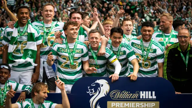 Celtic players celebrate league title