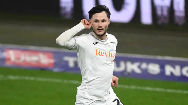 Liam Cullen celebrates his goal against Preston