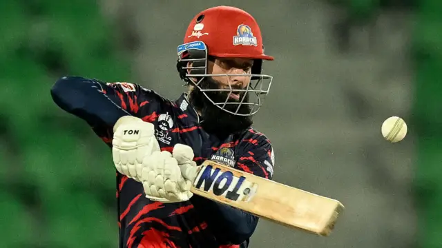 Moeen Ali of Karachi Kings plays a shot