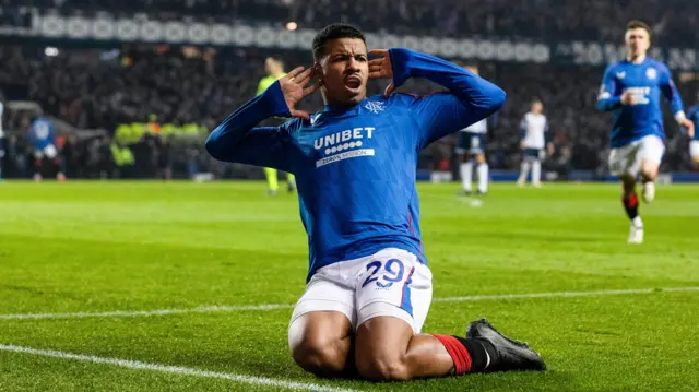 Hamza Igamane celebrates his goal against Rangers