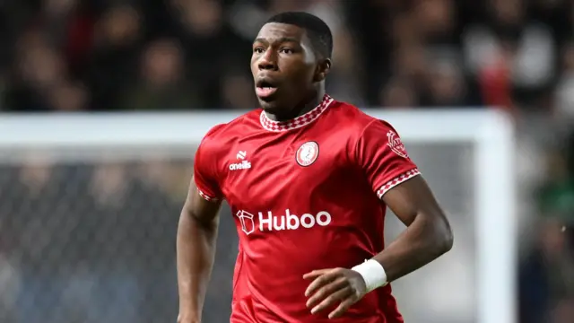 Sinclair Armstrong on the field during a Bristol City match this season