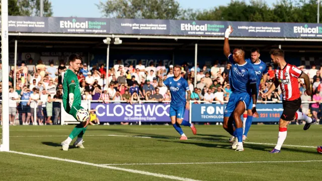 Adam Armstrong scores for Southampton against Eastleigh