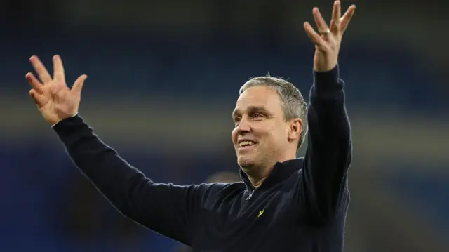 Michael Duff celebrates winning at Cardiff 