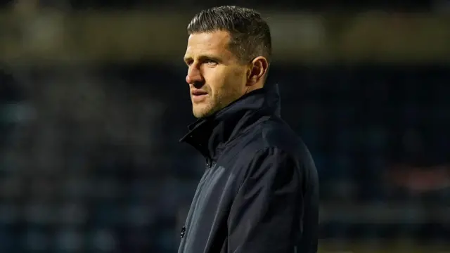 Portsmouth manager John Mousinho during the FA Cup game at Wycombe on 11 January