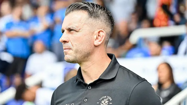 Matt Bloomfield on the touchline during Luton's league game against Peterborough United