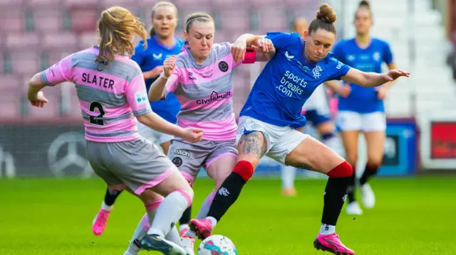 Rangers' Chelsea Cornet and Partick Thistle's Rosie Slater during the Sky Sports Cup Final match between Partick Thistle and Rangers at Tynecastle Park