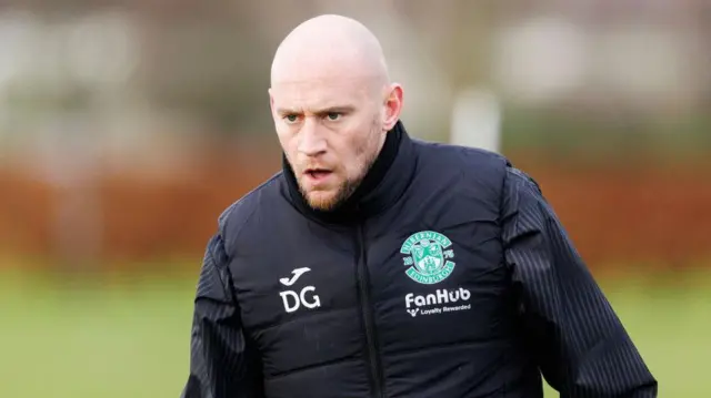 Hibs head coach David Gray in training