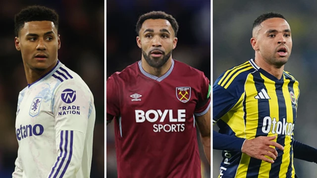 A split graphic of Ollie Watkins, Callum Wilson and Youssef En-Nesyri