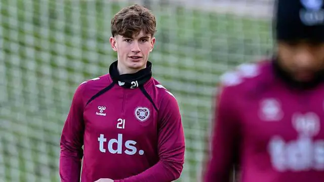 James Wilson in training for Hearts