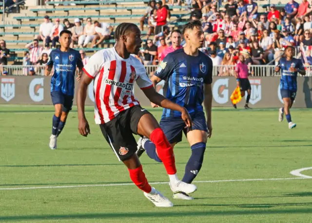 Jay Matete in Sunderland's home kit during the pre-season tour in America.