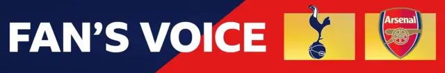 Split fan's voice banner with Tottenham and Arsenal club badges
