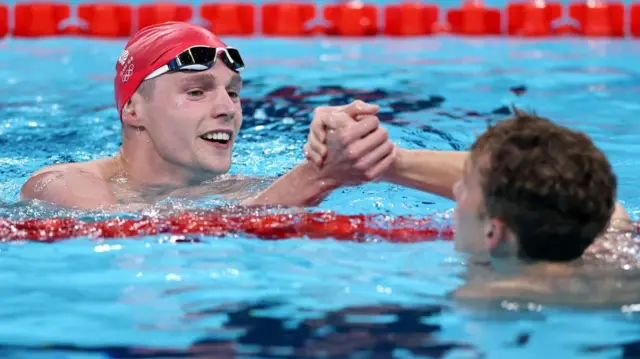 Duncan Scott of Team Great Britain reacts after competing in the Men's 200m Individual 