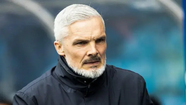 Dundee United Manager Jim Goodwin during a William Hill Premiership match between Rangers and Dundee United at Ibrox Stadium, on April 04, 2026, in Glasgow, Scotland. 