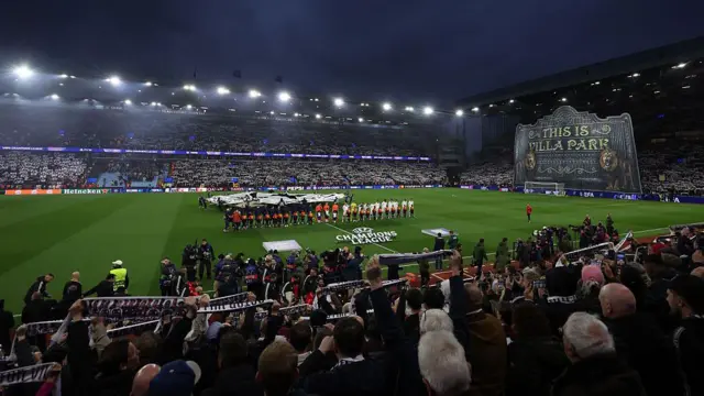 General view inside Villa Park before the Champions League quarter-final against PSG