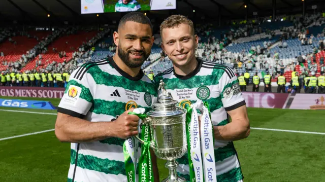 Celtic's Cameron Carter-Vickers and Alistair Johnston