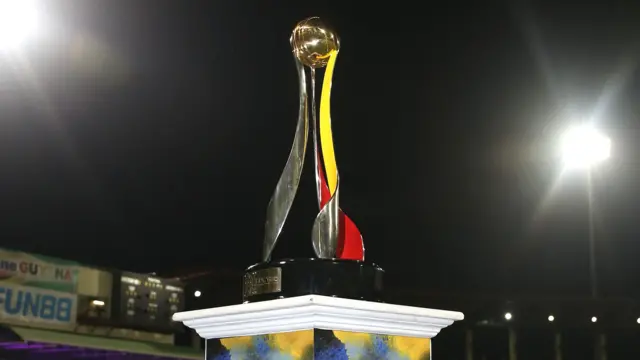 A general view of the Caribbean Premier League trophy