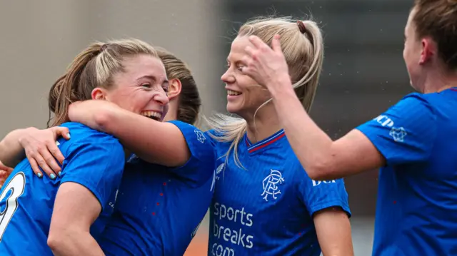 Rangers' Chelsea Cornet (L) celebrates