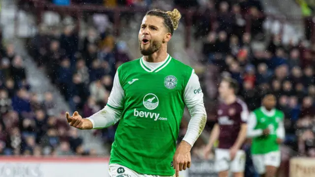 Marcondes celebrates his goal against Hearts