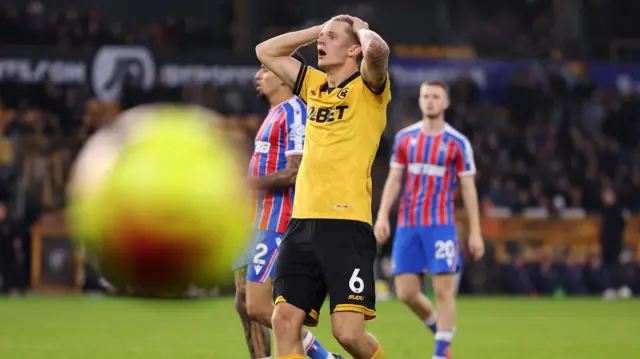 David Moller Wolfe reacts to a missed chance