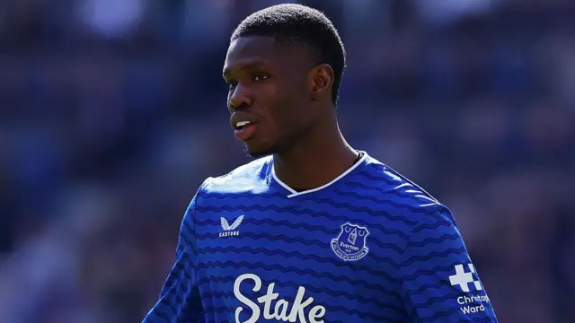Thierno Barry of Everton during the Premier League match between Everton and Liverpool at Hill Dickinson Stadium 