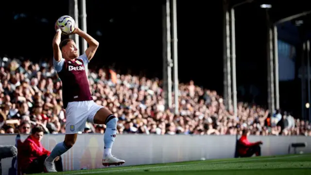 Matty Cash of Aston Villa takes a throw in