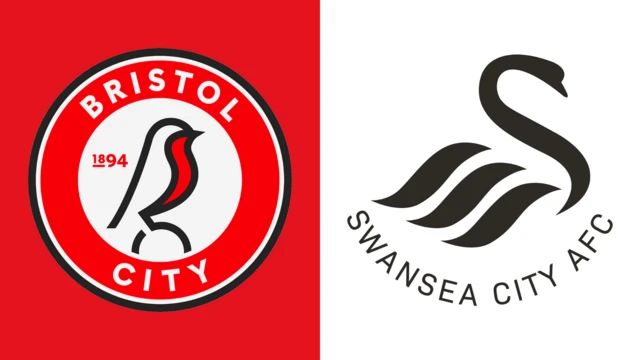 Side-by-side of Bristol City and Swansea City club badges