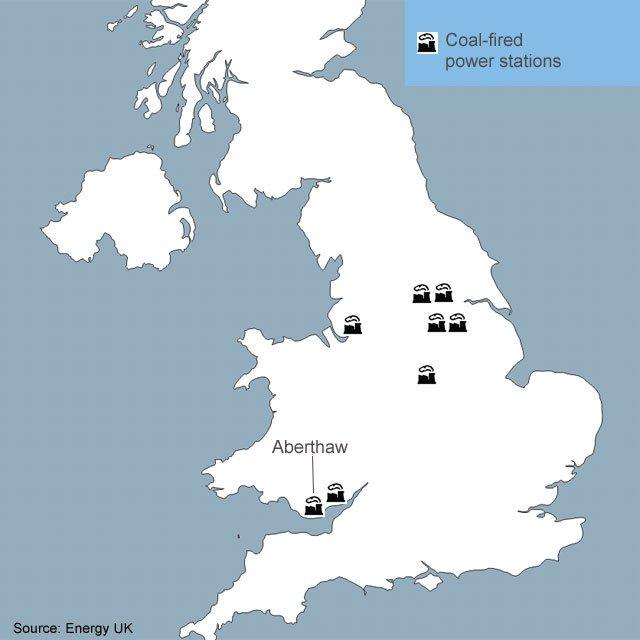 Map of coal-fired power stations