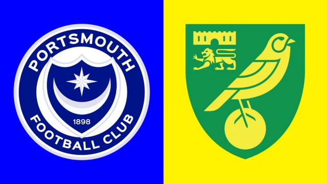 Side-by-side of Portsmouth and Norwich City club badges