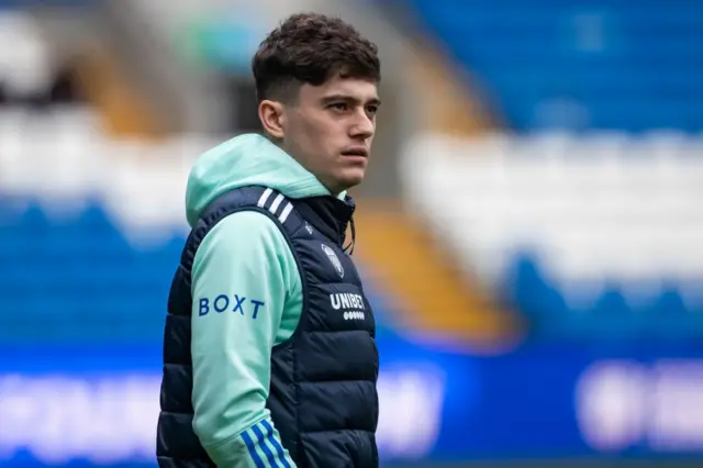 Leeds United winger Daniel James looks on