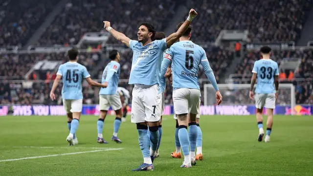 Omar Marmoush of Manchester City celebrates