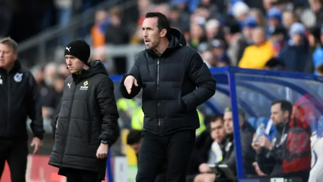 Christian Fuchs on the sideline during Newport County's 3-0 loss away to Bristol Rovers.