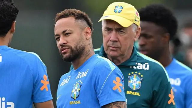 Neymar and Carlo Ancelotti