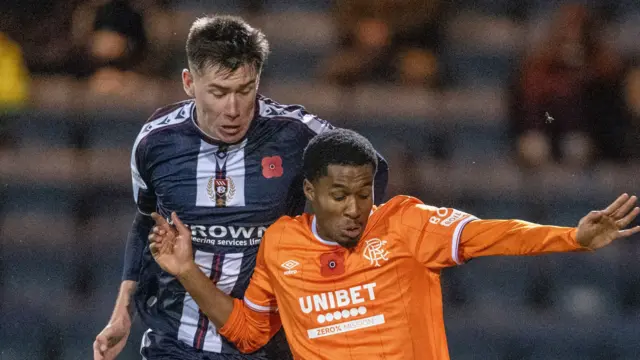 Dundee's Cameron Congreve and Rangers' Jayden Meghoma