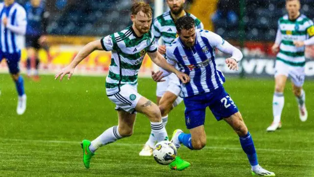 Celtic's Liam Scales and Marley Watkins in action during a cinch Premiership match between Kilmarnock and Celtic