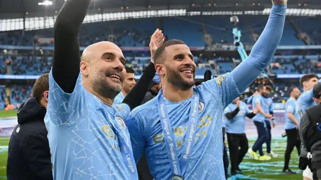 Pep Guardiola and Kyle Walker