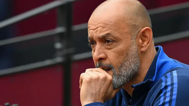 Nuno Espirito Santo looks on thoughtfully