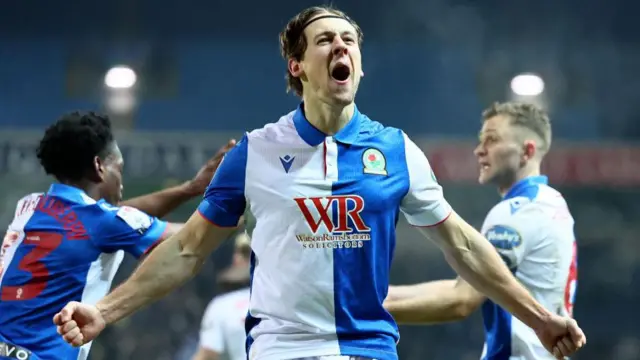 Blackburn Rovers goalscorer Callum Brittain celebrates