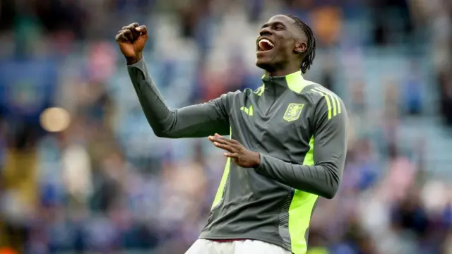 Amadou Onana of Aston Villa after the 2-1 win over Leicester