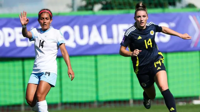 Chelsea Cornet in action for Scotland against Israel