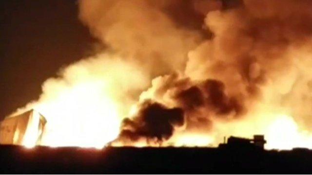 Pallet fire at night