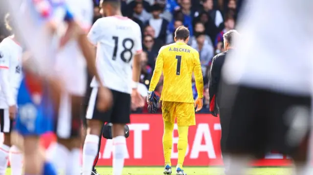 Alisson walks off injured against Crystal Palace